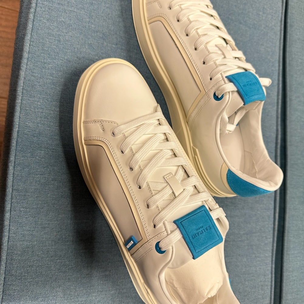 Balmain Cream and Blue Men's Sneakers